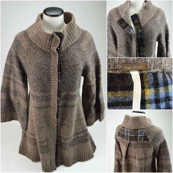Free People Sweaters - Free People Brown snap button cardigan large D1